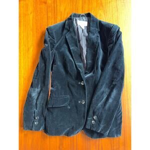 Vintage Women's Slices Black Velvet Two Button Blazer Made in Japan - Size 7